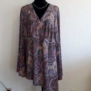 Crystal B Plus Size Paisley Print Boho Tunic